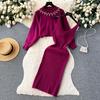 2 Piece Set Women's Knit Sweater Spaghetti Strap Sleeveless Dress Set Slim Knitted Vest Sweater Dress Beaded Pullover Short Sweater Outfits