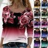 3D Print Floral T Shirt Women Long Sleeve O Neck Loose Tee Ladies Plus Size Tops Spring Fall Clothing EMA