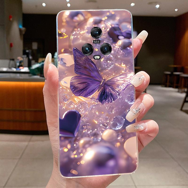 Case For Honor Magic 5 Pro Phone Case Luxury Fashion Butterfly Flowers Clear Silicone TPU Soft Casing for Honor Magic5 Pro Cover