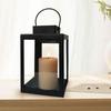 Wrought Iron Lantern Candle Stand Wind-proof Outdoor Hanging Lantern Simple Iron Wind Lamp  Desk