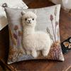 Cute Alpaca Pillow Cover 2D Print Fluffy Alpaca On Grassland Cushion Case For Sofa Bed Couch Boho Farmhouse Decor