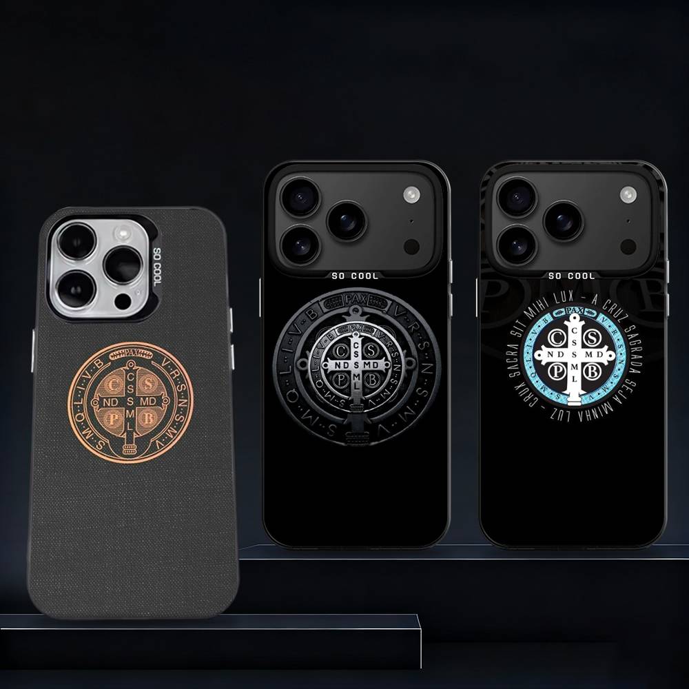 Sao Bento Benedict of Nursia For iPhone17,16,15,14,13,12,11,Pro,Max,Plus,E,Air,Mini Anti Fall Black Matte Hard Bumper Phone Case