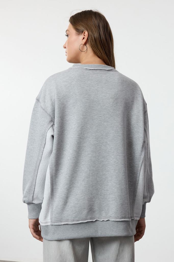 Женская модная стильная толстовка темно-синего цвета с толстой флисовой подкладкой, широкий вязаный свитшот большого размера