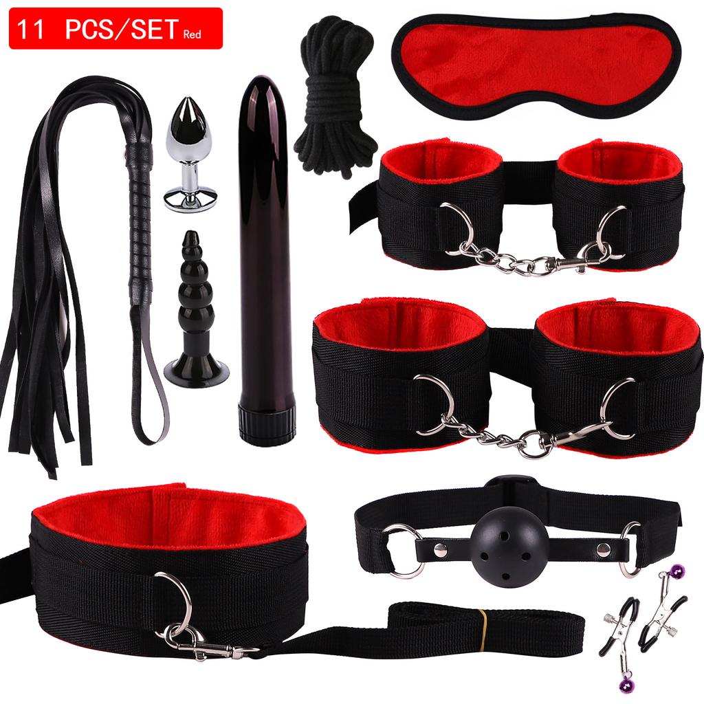 Sex Games Whip Gag Nipple Clamps Sex Toys For Couples Exotic Accessories Sexy Leather BDSM Kits Plush Sex Bondage Set Handcuffs