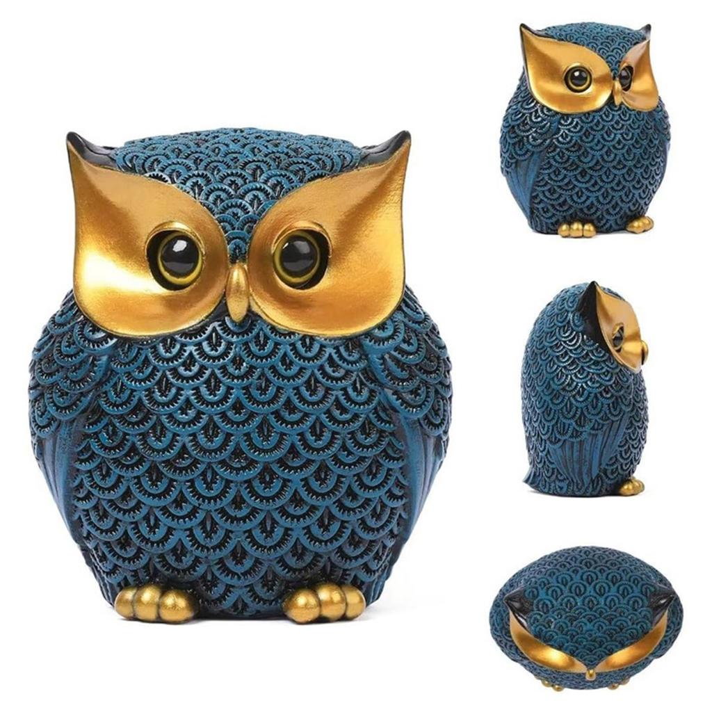 Owl Figurines Home Decor Accents Cute Small Animal Sculptures Vintage Owl Figurines for Bookshelf Bedroom Living Room