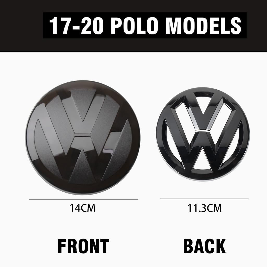 EFG1 1set Car Front Grill Badges Rear Trunk Emblem Lid Covers Logo Sticker Black Center Cover For VW POLO 2017-2020 Auto Accessories