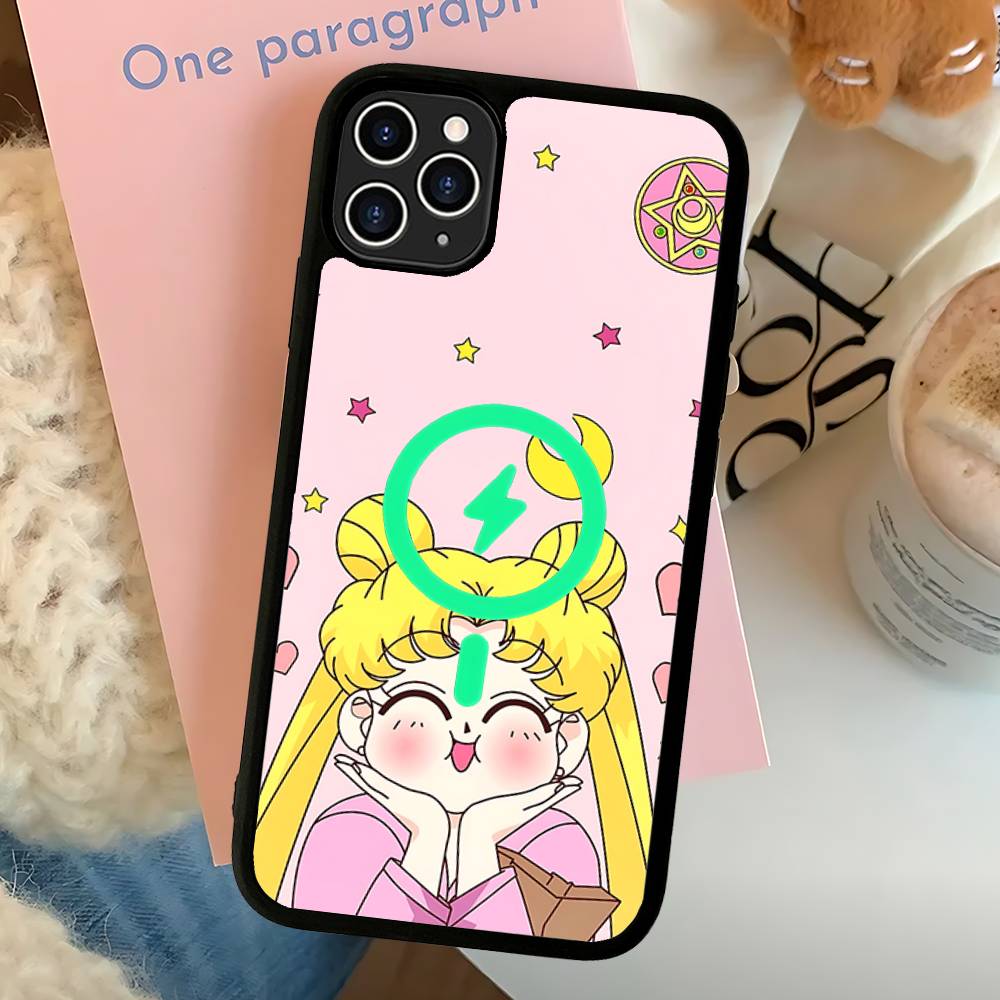 Чехол для телефона с магнитом в стиле аниме S-Sailors Moon Для IPhone 16 15 14 13 12 11 17 Pro Max Plus Крышка для беспроводной зарядки