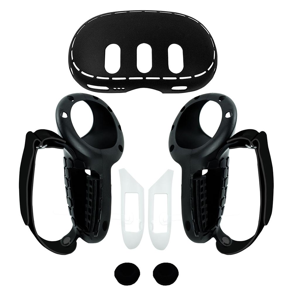 Набор силиконовых чехлов 10 в 1: Защитный корпус для VR-гарнитуры, Чехол-рукоятка для контроллера, Защитная крышка для линз, Колпачок для джойстика для Meta Quest 3