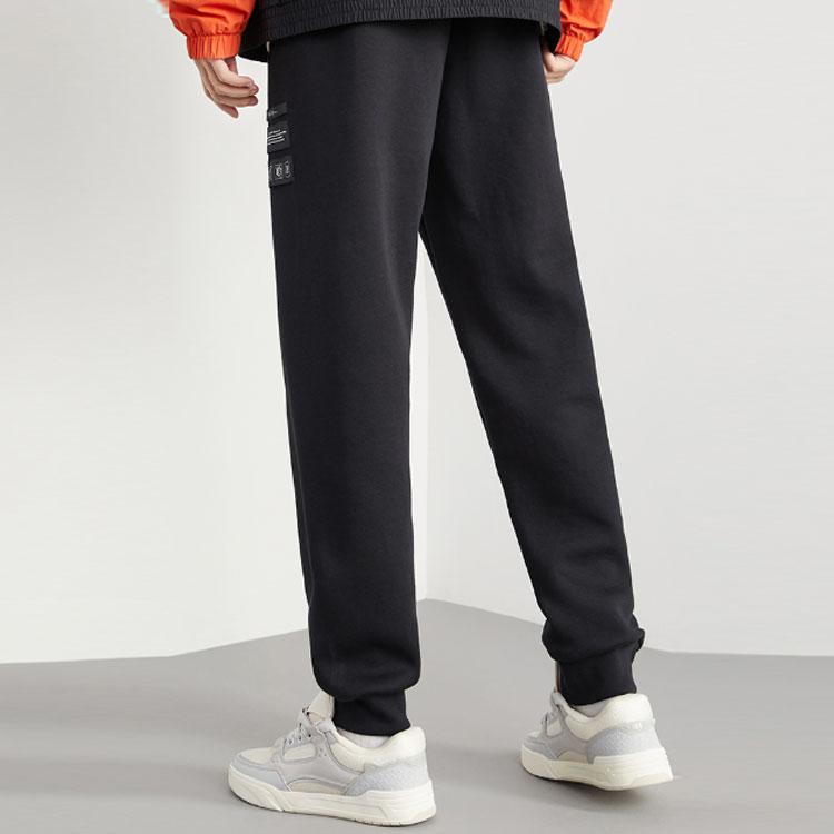 Anta Баскетбольная серия однотонные зауженные трикотажные спортивные брюки с нашивкой в виде букв, мужские низы, черные 152311319-3