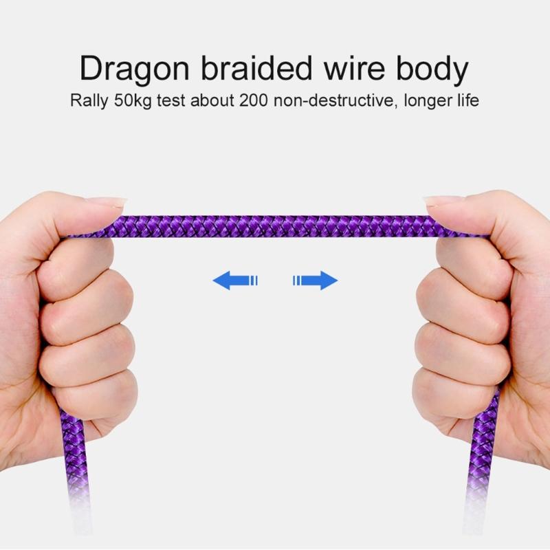 Нейлоновый плетеный кабель Type C для быстрой зарядки, зарядный кабель USB A для телефонов, планшетов, адаптеров питания, эффективный