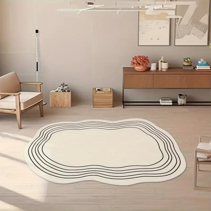 Japanese Style Imitation Cashmere Carpet for Living Room, Bedroom & Tatami - Large Irregular Shape, Simple Design