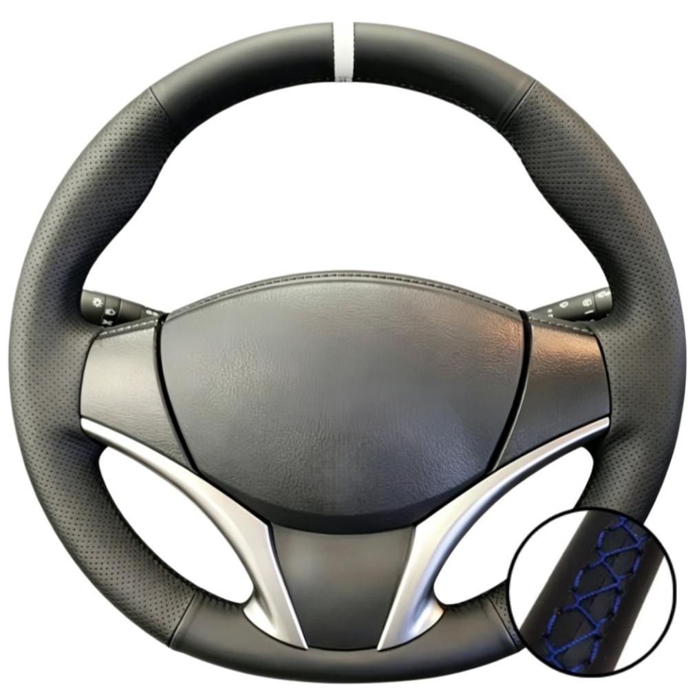 Hand Stitched Wear Resistant Perforated Non-slip Artificial Leather 2014-2016 Steering Wheel Cover For Toyota Yaris Vios