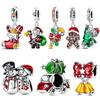 Медь Рождественская елка Санта-Клаус Снеговик Шармы Подвески Подходят Женщинам Оригинальный Браслет Сделай сам Рождественский Подарок