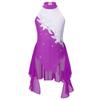 Kids Girls Sleeveless Backless Shiny Rhinestone Sequins Chiffon Dance Dress Gymnastic Skirted Leotard Dance Costume