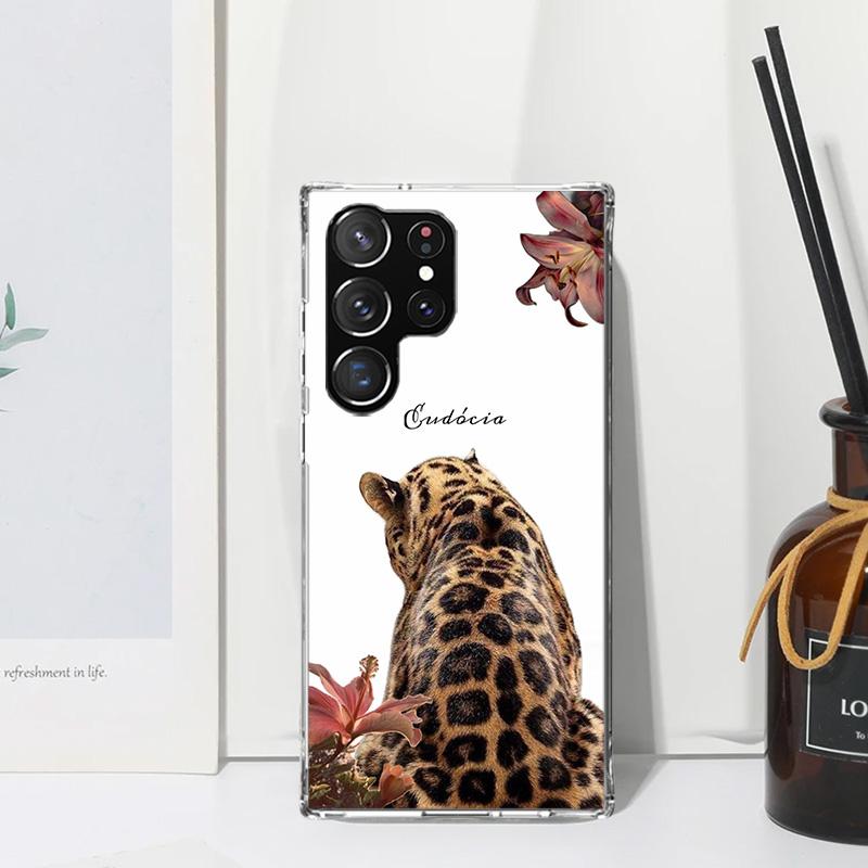 Pink Leopard Print Phone Case For Samsung Galaxy S26 S25 Edge S24 FE S23 S22 Ultra S21 Plus S20 + Art Fundas Back Cover Galaxy S