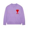 Unisex Cotton Knit Sweater With Heart Embroidery Round Neck Long Sleeve Casual Loose Fit 2025