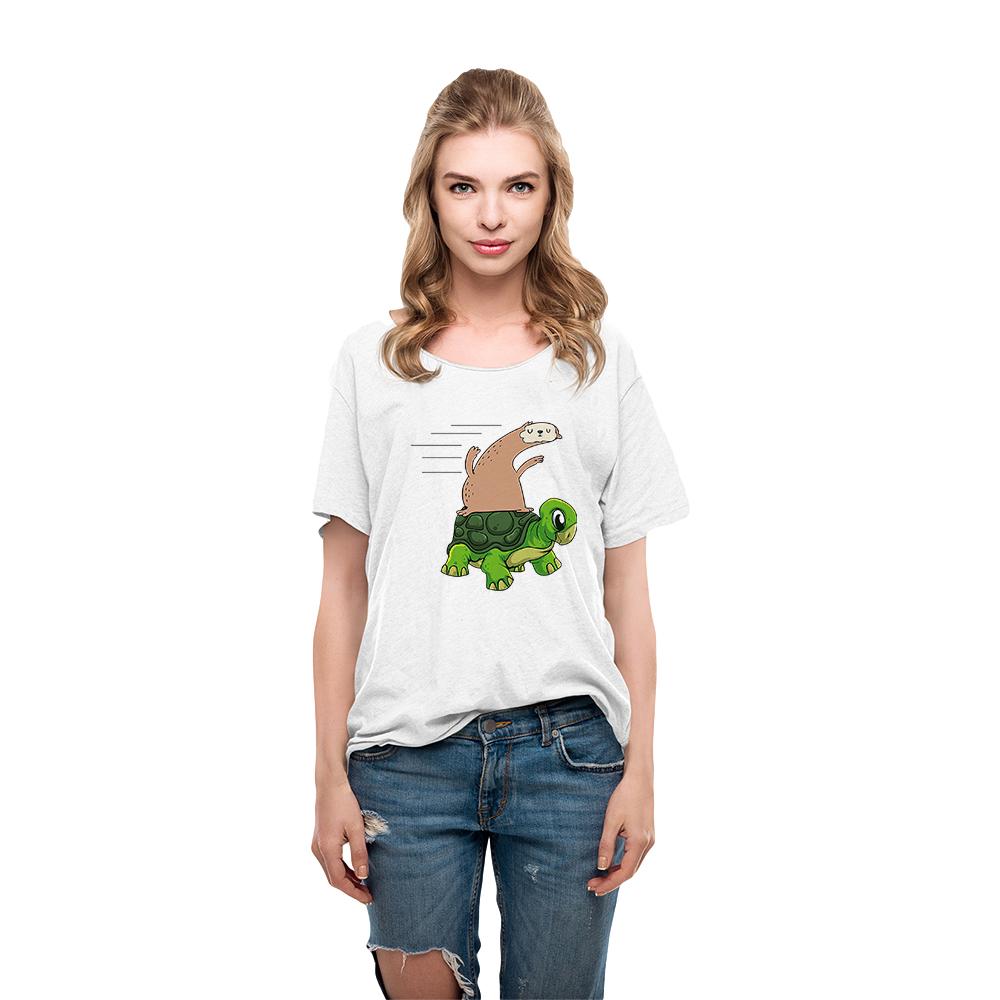 Tortoise And Sloth Cartoon Womens Tshirt Funny Summer Urbano Casual Tops Ropa Tumblr Mujer New