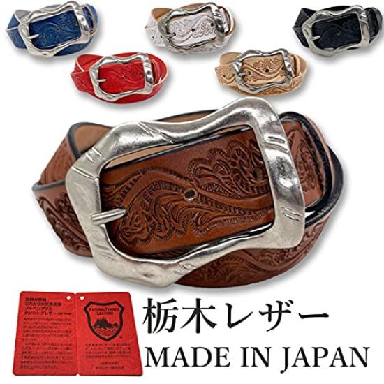 WING LEATHER Ремень из кожи Tochigi для мужчин, Натуральная кожа, BusinessCasual, Пряжка в виде подковы, Сделано в Японии, Кожа коровы, С тиснением, 35 мм, Размер M,