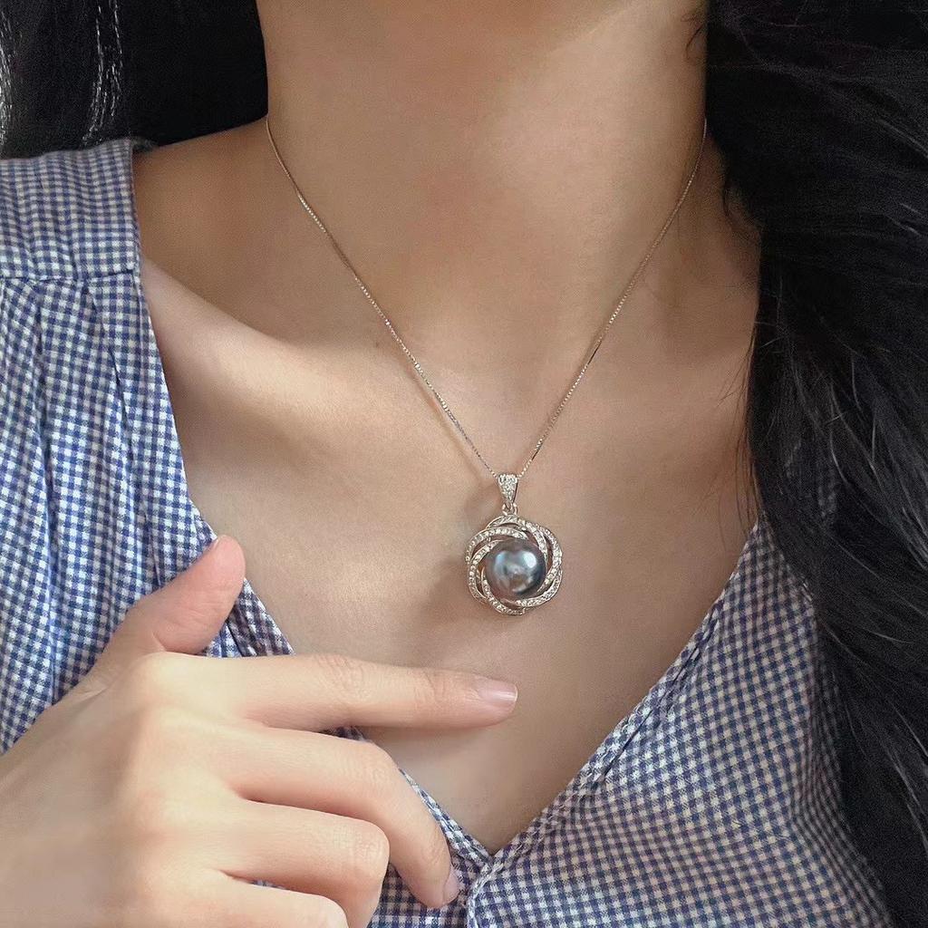 Винтажный роскошный таитянский платиново-серый искусственный жемчуг жемчужная подвеска бусина подвеска ниша