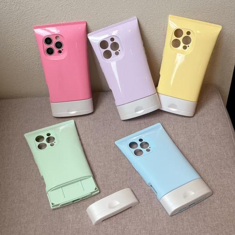 ins Lanyard BB Wash Face Cream Glossy Silicone Phone Case For iPhone 16 15 14 13 12 Pro Max 3D Full Bumper Protective Back Cover