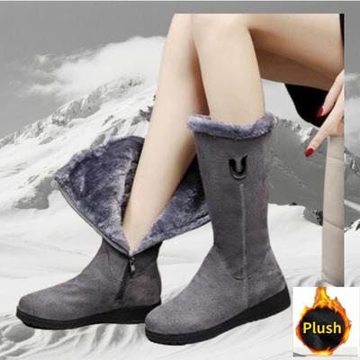 Зимние зимние ботинки, женские новые бархатные утепленные ботинки средней длины, нескользящая теплая хлопковая обувь с плоской подошвой и боковой молнией, большие размеры