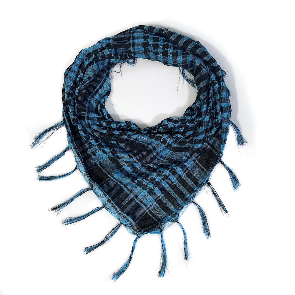 Silk Houndstooth Tactical Desert Scarf with Tassels for Outdoor Use