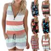 Женский повседневный комбинезон без рукавов в полоску с принтом