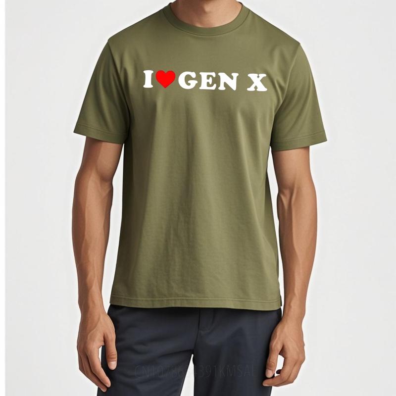 Men tshirt Anime Cotton Tshirt for man Brand summer For men t shirt I Love Gen X Short Sleeve Relaxed Fit Oneck Top tees
