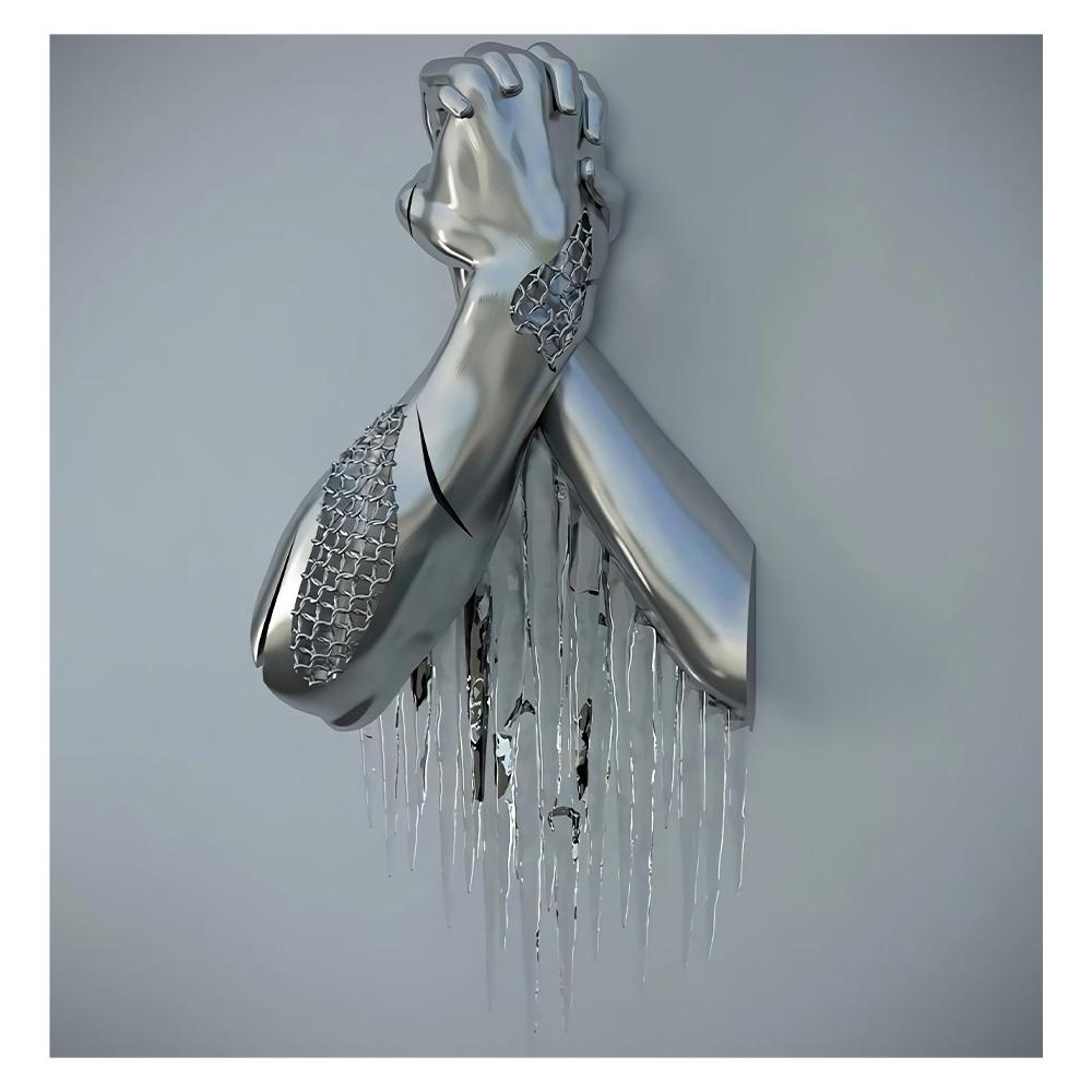 Metal Figure Statue Art Poster High Definition Printing Canvas Painting Prints Couple Sculpture Living Room Home Decor Picture