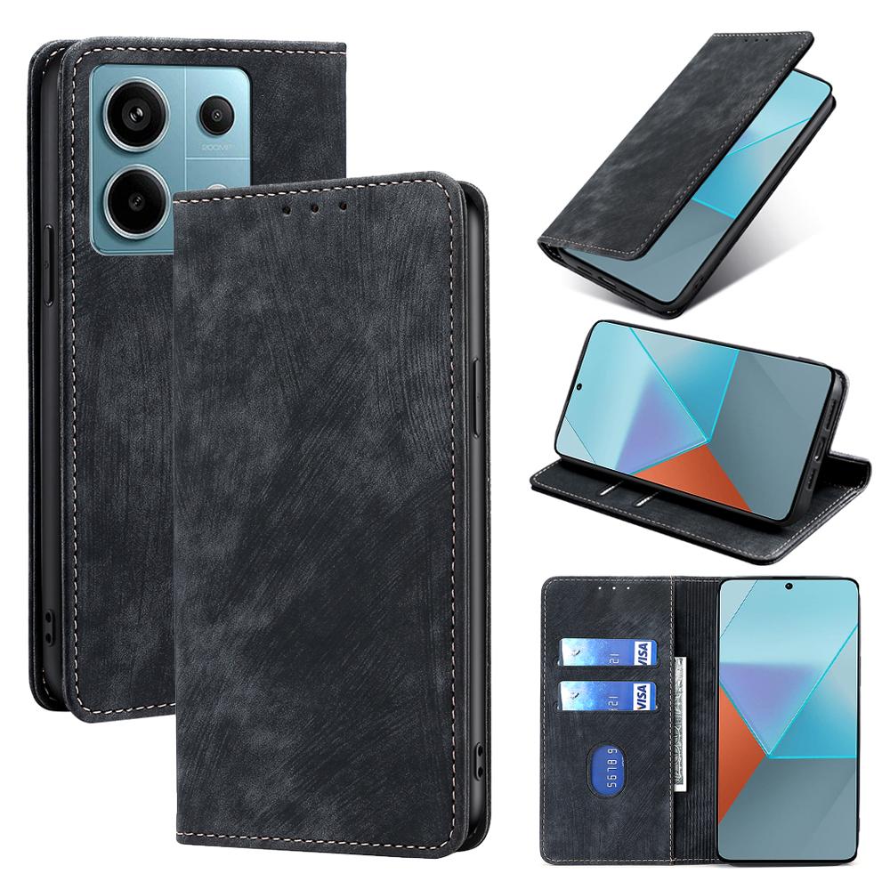 For Xiaomi Redmi Note 13 Pro 5G/Poco X6 5G Protective Case RFID Blocking PU Leather Wallet Phone Cover