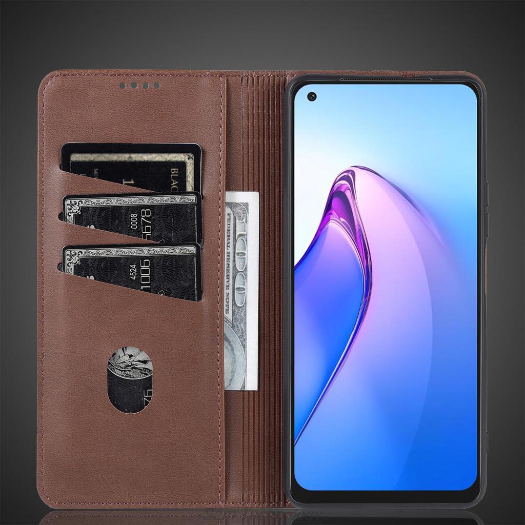 Deluxe Magnetic Adsorption Leather Fitted Case for OPPO Reno 8 5G / Reno8 5G 6.4" Flip Cover Protective Case Capa Fundas Coque