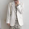 Женский пиджак с лацканами, длинный рукав, однобортный пиджак с клапанами, однотонный, свободный крой