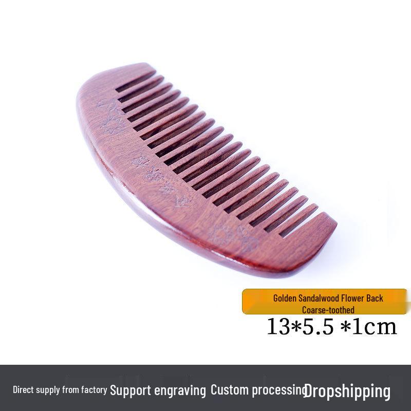 Гребень из золотого сандала: Сувенир с текстовым узором, толстая деревянная ручка, подарок для меридианов парикмахерского искусства