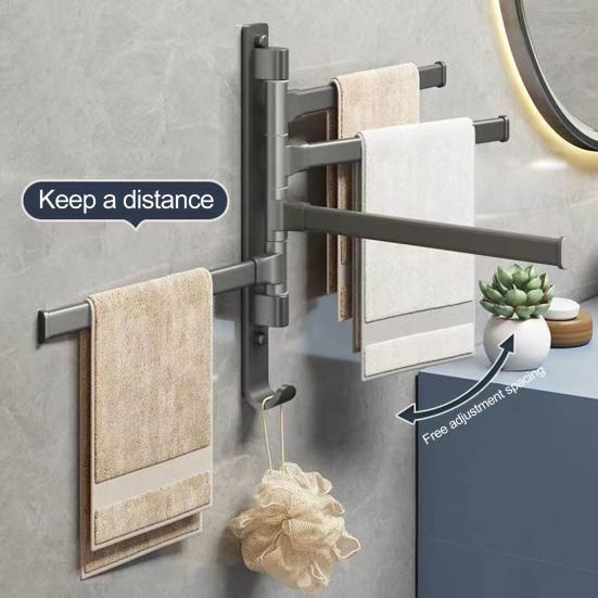 Вешалка для полотенец в ванной комнате, поворотная, складная, держатель для полотенец на 4 планки, настенная полка для кухни, подвесная стойка для хранения бумаги