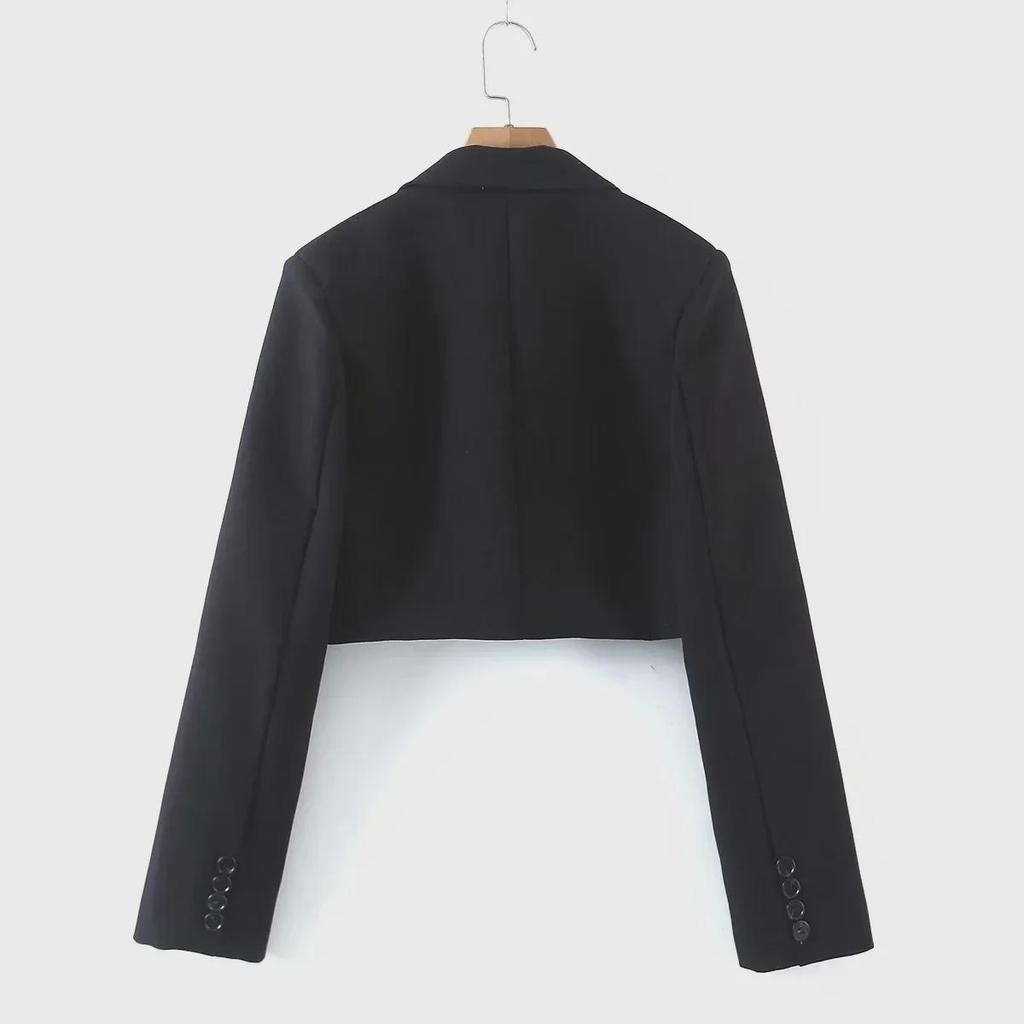 Модный женский пиджак с короткими рукавами на весну и осень + юбка с карманами и высокой талией