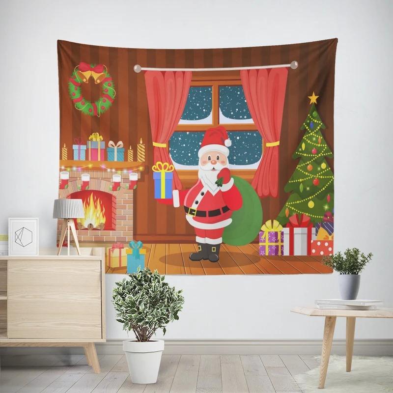 Новогодняя Рождественская Ночь Санта-Клаус Узор Гостиная Спальня Декоративный Гобелен