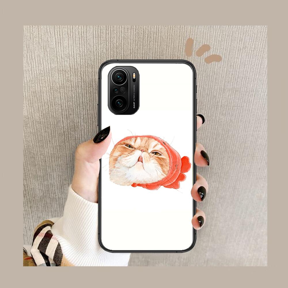Funny Cartoon Cat Phone Case For Xiaomi Redmi POCO F1 F2 F3 X3 Pro M3 9C 10T Lite NFC Black Cover Silicone Back Prett Mi 10 Ultr