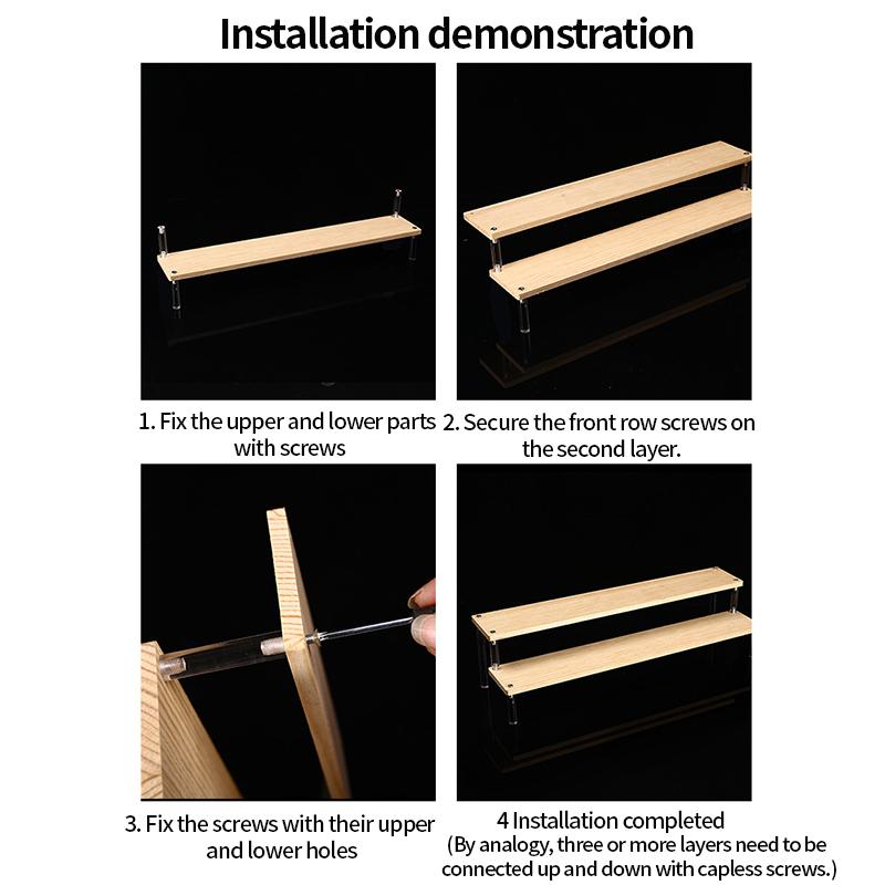1-5 Tier Wood Acrylic Display Stand Cosmetic Organizer Display Riser Rack for Cupcake Perfume Doll Figure Shelf Home Storage