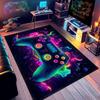 Gaming Lover's Delight Neon Gamepad Non - Slip Area Rug Anti - Skid Foam Backing Perfect for Living Room/Bedroom Gamer Decor