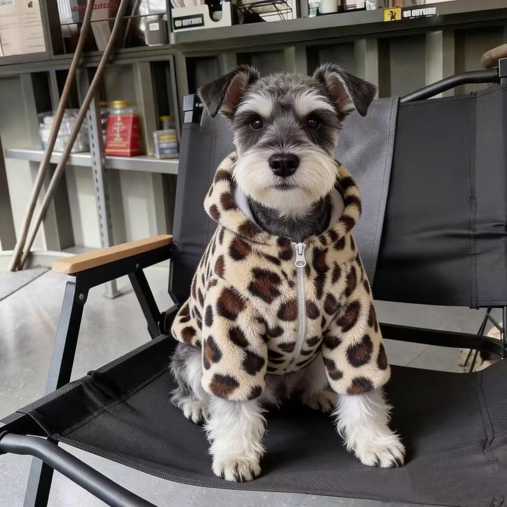Leopard Print Warm Coat for Small/Medium Dogs: Schnauzer, French Bulldog, Bichon, Teddy