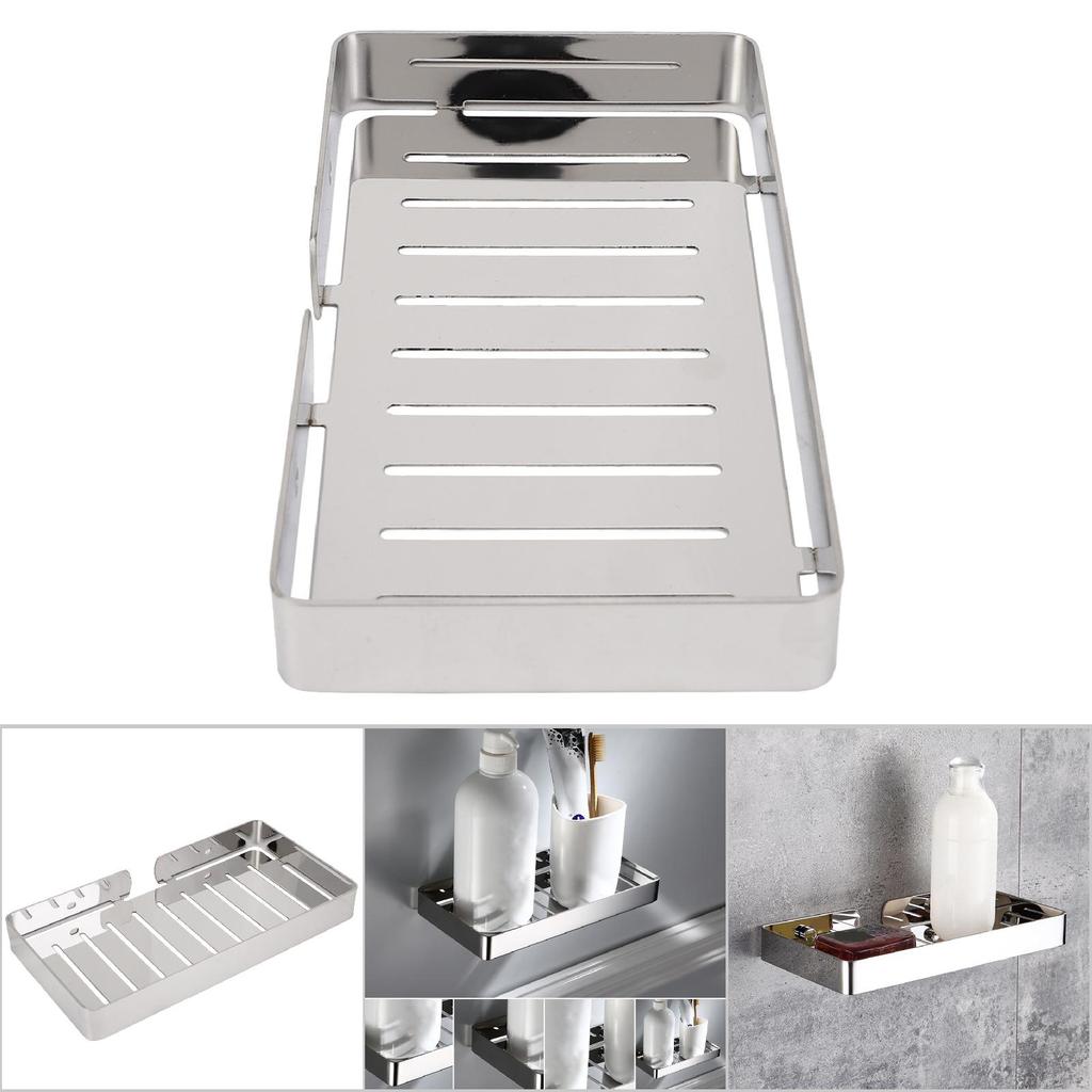Wall Mount Stainless Steel Soap Holder Drain Rack Shelf for Bathroom Kitchen (Silver)