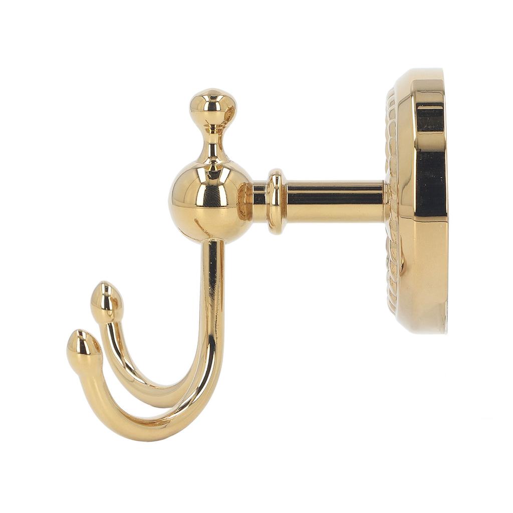 Double Prong Robe Hooks Antique Gold Finish Strong Load Bearing Wall Mounted Coat Hook for Bathroom