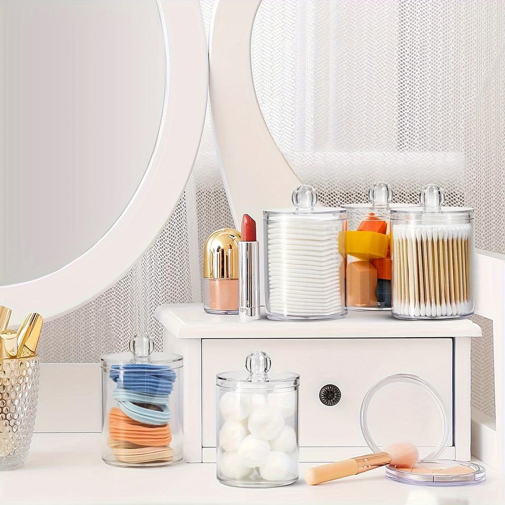 2 шт., набор прозрачных пластиковых банок для лекарств, коробка для хранения косметики, ватные шарики, ватные тампоны, хранение ватных подушечек