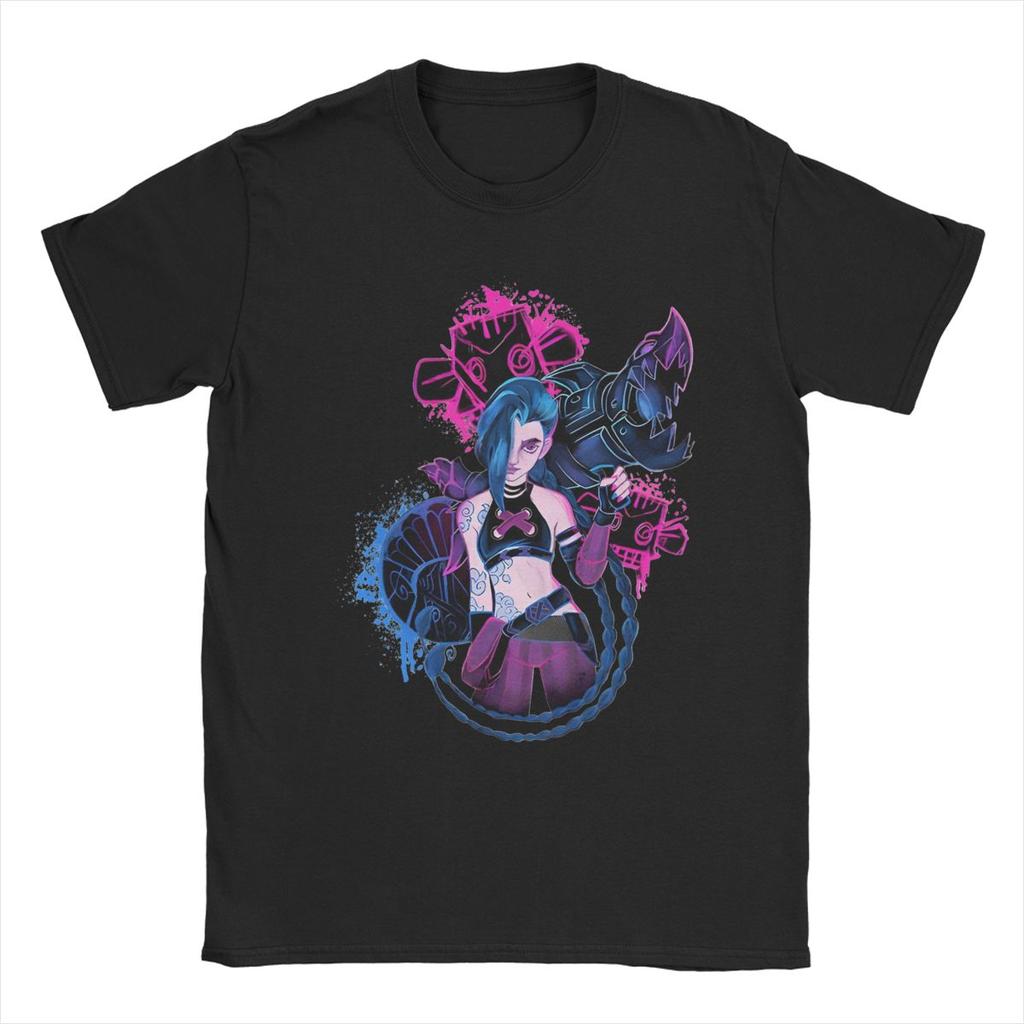 Игровая футболка Jinx Arcane для мужчин, хлопок, потрясающая футболка, круглый вырез, короткий рукав, летняя одежда