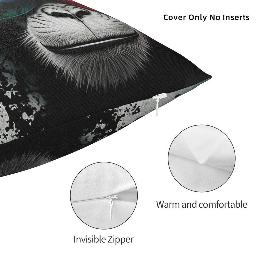 Monkey Headphones Sunglasses Dj Pillowcase Polyester Linen Velvet Creative Zip Decorative Pillow Case Home Cushion Cover
