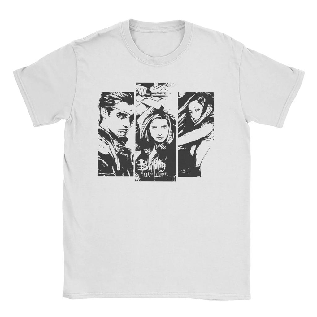 Unisex Womens TShirt Buffy Vampire Metal Mashup Slayer Band Pure Cotton Tee Shirt Short Sleeve T Shirts O Neck Clothes Plus Size