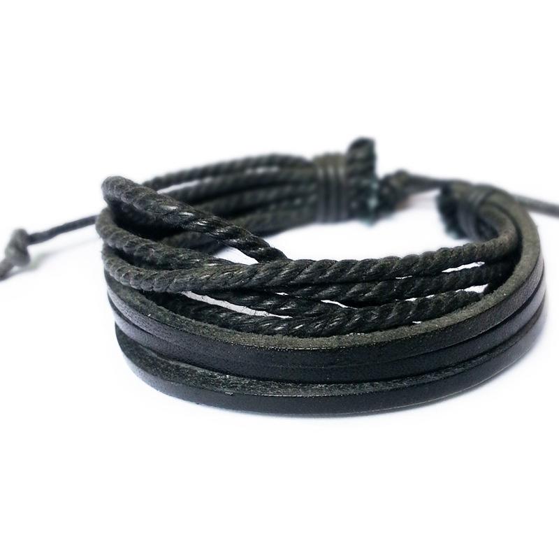 Leisure Fashion Men's Hand-woven Leather Bracelet Multilayer