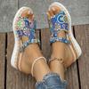 Women's Skull Printed Sandals, Colorful Woven Seaside Slide Platform Shoes, Halloween Comfort Wedge Beach Slide