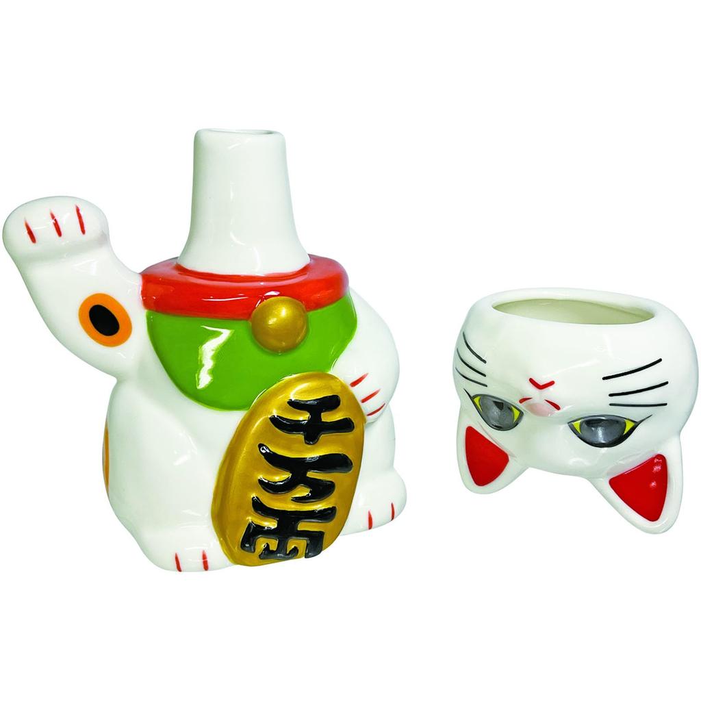 SANART Funny Tableware Lucky Lucky Cat Liquor Set Tokkuri Ochoco 9 X 13cm Party Bingo Prize Party Goods Birthday Present White SAN4412 "Original Cat"