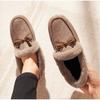 Women Winter Flats Slip-On Warm Plush Non-Slip Plus Size Female Loafers Solid Flock Concise Outdoor Women's Shoe Ladies Footwear